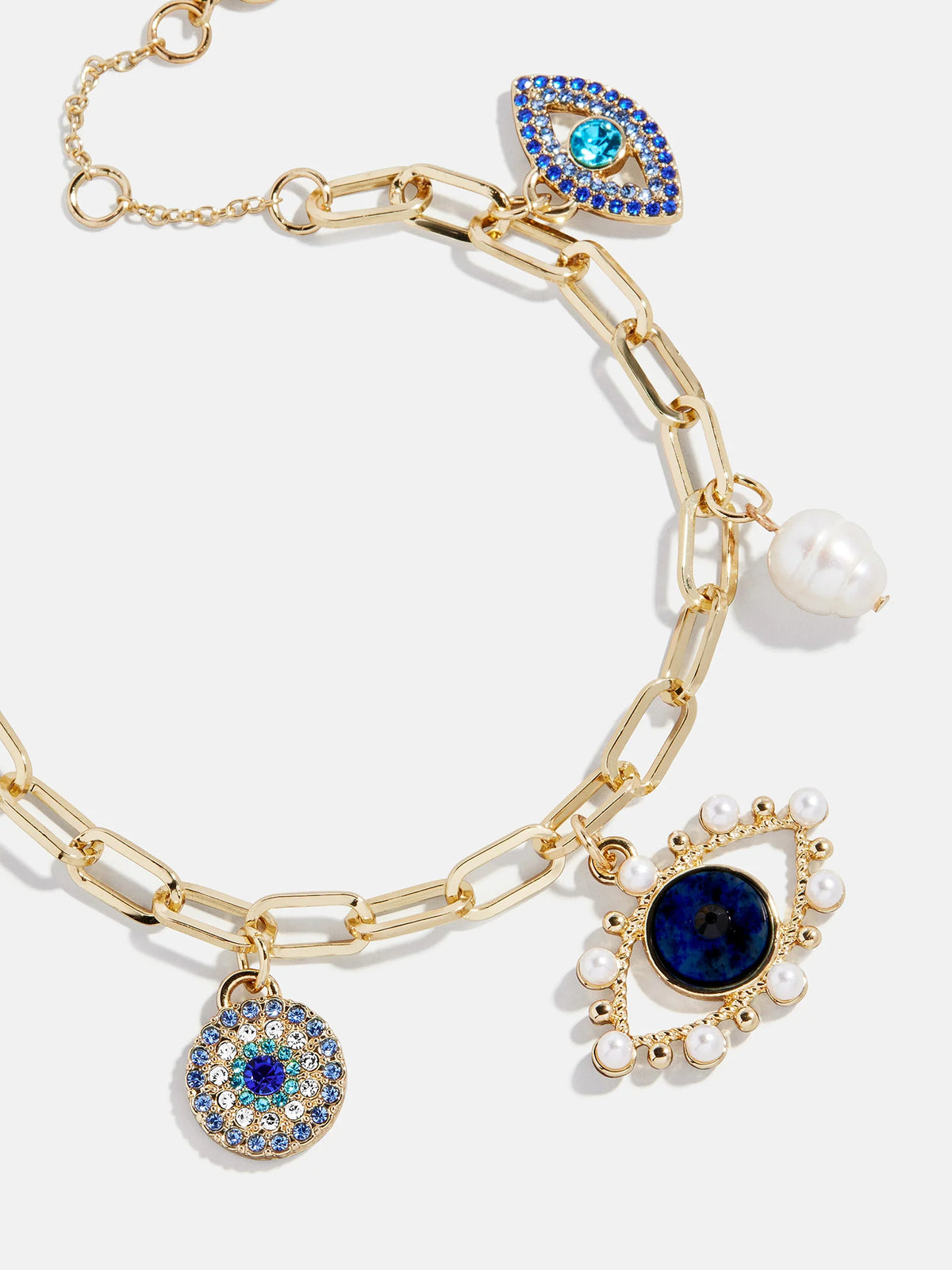 Evil Eye Charm Bracelet - Gold/Blue