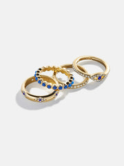 Evil Eye Ring Set - Gold/Blue