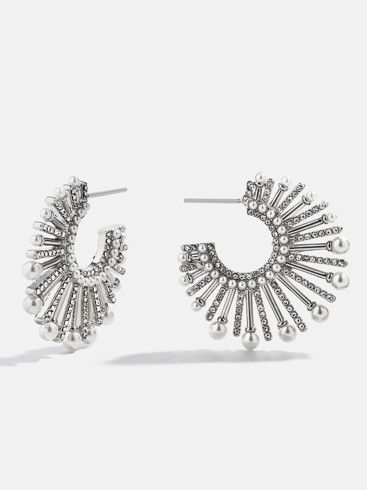 Jordan Sunburst Hoop Earrings - Silver/Pavé