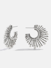 Jordan Sunburst Hoop Earrings - Silver/Pavé