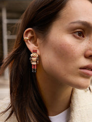 March of the Bling Statement Earrings - Red/Black