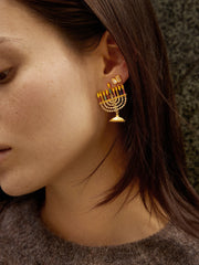 Glow Big Menorah Statement Earrings - Menorah