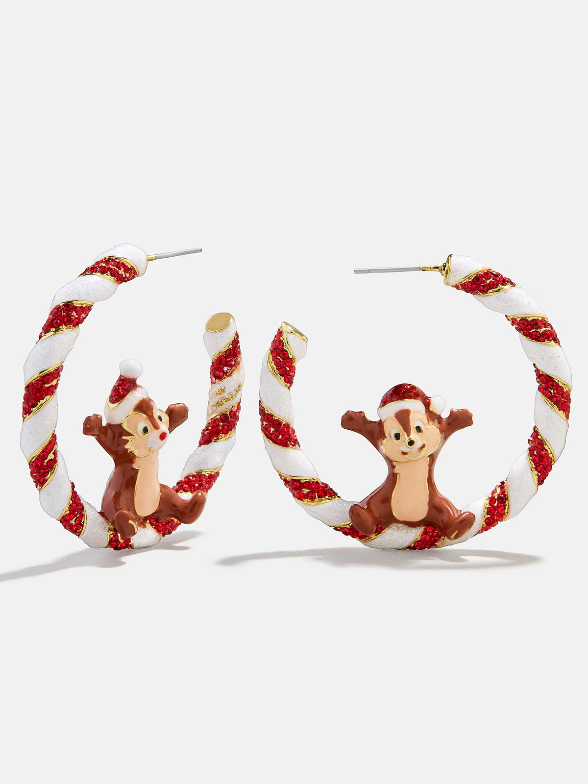 Disney Chip ‘N Dale Candy Cane Hoop Earrings - Red/White