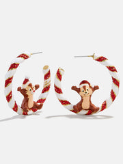 Disney Chip ‘N Dale Candy Cane Hoop Earrings - Red/White