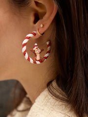 Disney Chip ‘N Dale Candy Cane Hoop Earrings - Red/White