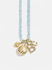Semi-Precious Cluster Charm Necklace - Aquamarine Chain