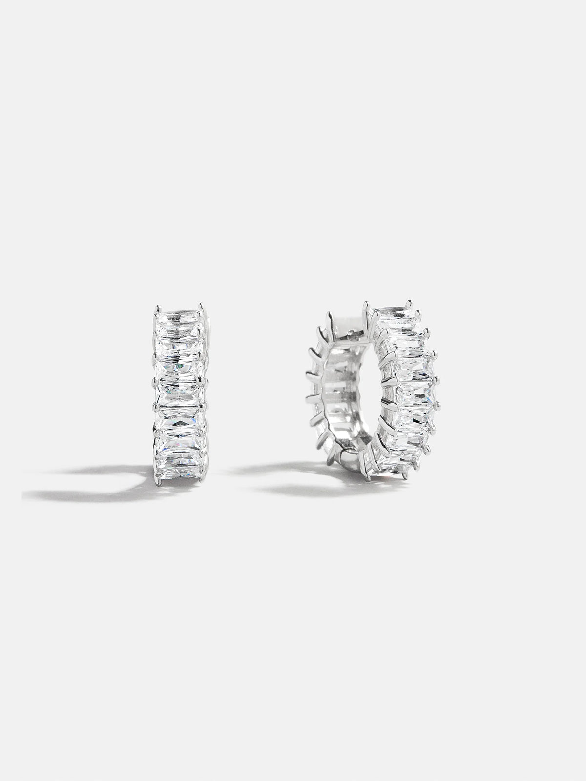 Maria Sterling Silver Hoop Earrings - Silver/Pavé