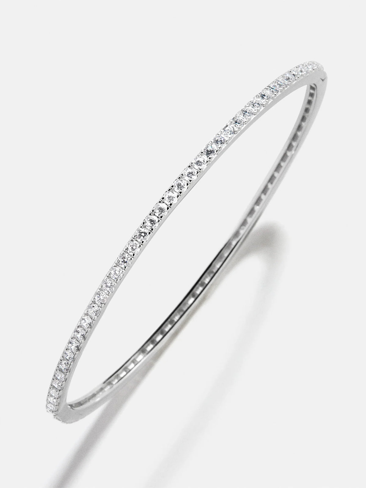 Tracy 18K Sterling Silver Hinge Bangle - Silver/Pavé