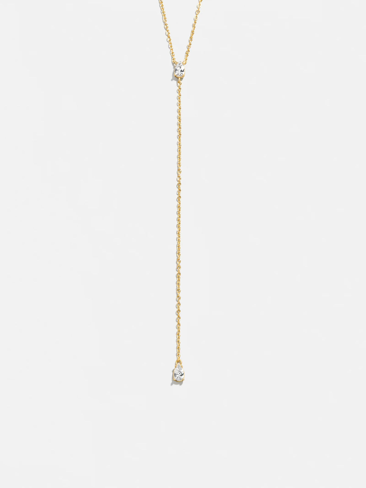 Teardrop 18K Gold Lariat Necklace - Gold/Pavé