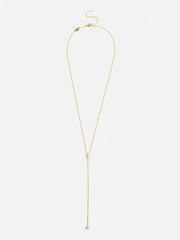Teardrop 18K Gold Lariat Necklace - Gold/Pavé