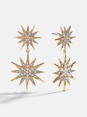 Star Power Celestial Statement Earrings - Gold/Pavé