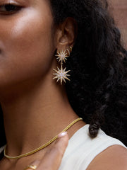 Star Power Celestial Statement Earrings - Gold/Pavé