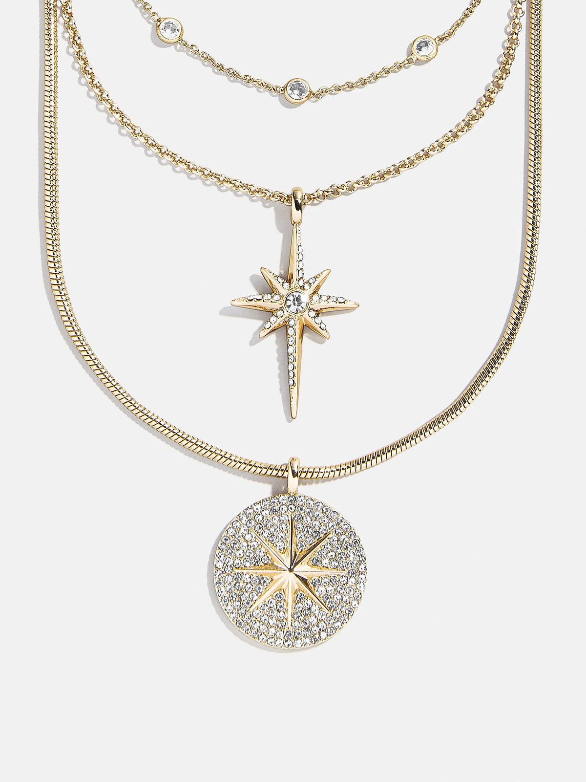 Lyra Celestial Layered Necklace - Gold/Pavé