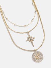 Lyra Celestial Layered Necklace - Gold/Pavé