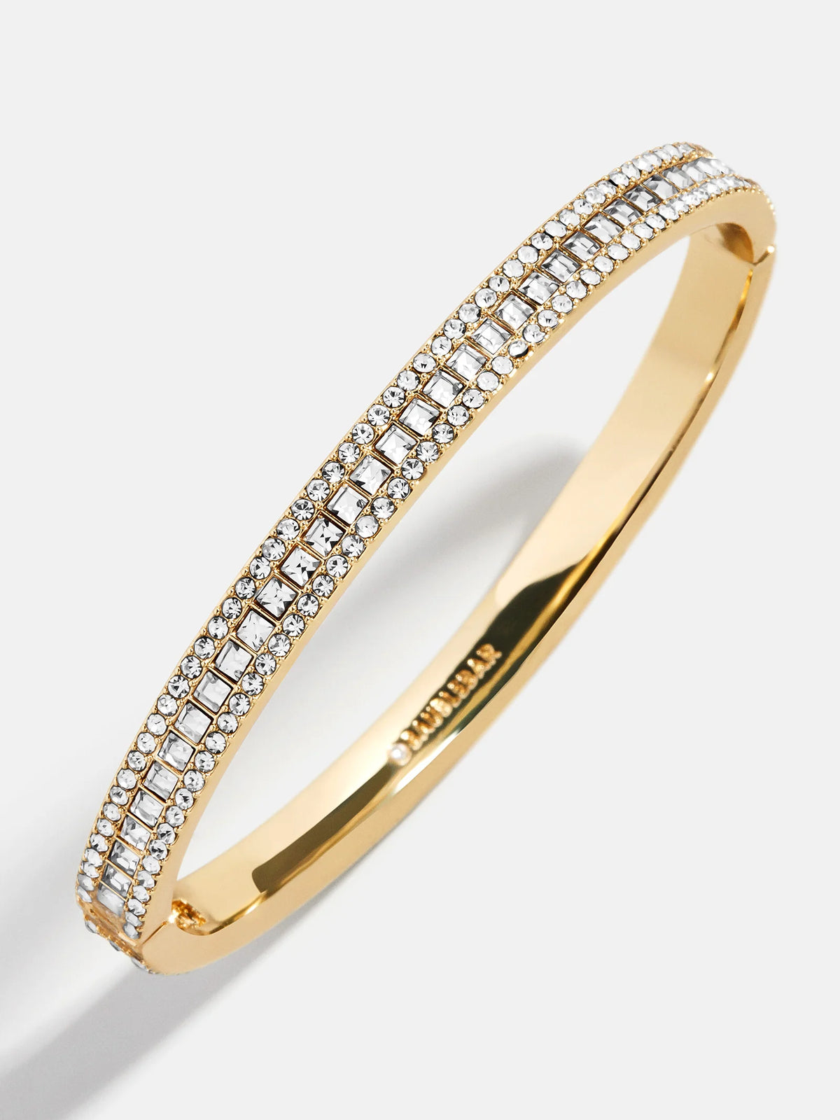 Helena Crystal Hinge Bangle - Gold/Pavé