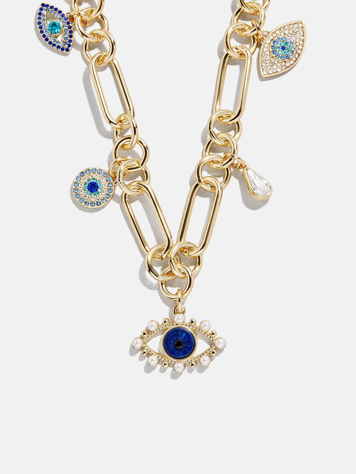 Ojo Evil Eye Charm Necklace - Gold/Blue