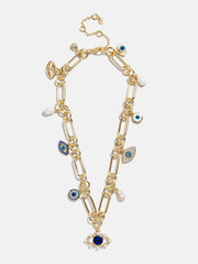 Ojo Evil Eye Charm Necklace - Gold/Blue