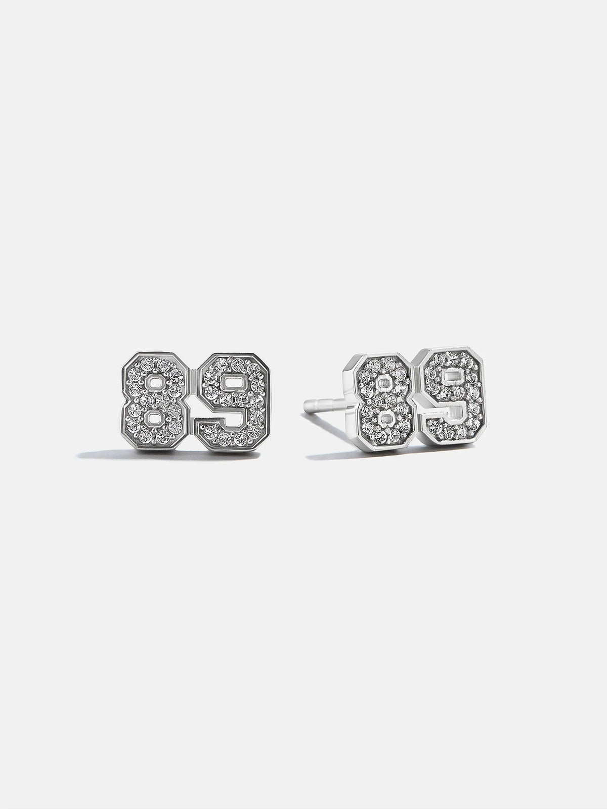 Varsity Number Custom Stud Earrings - Silver Double Digit