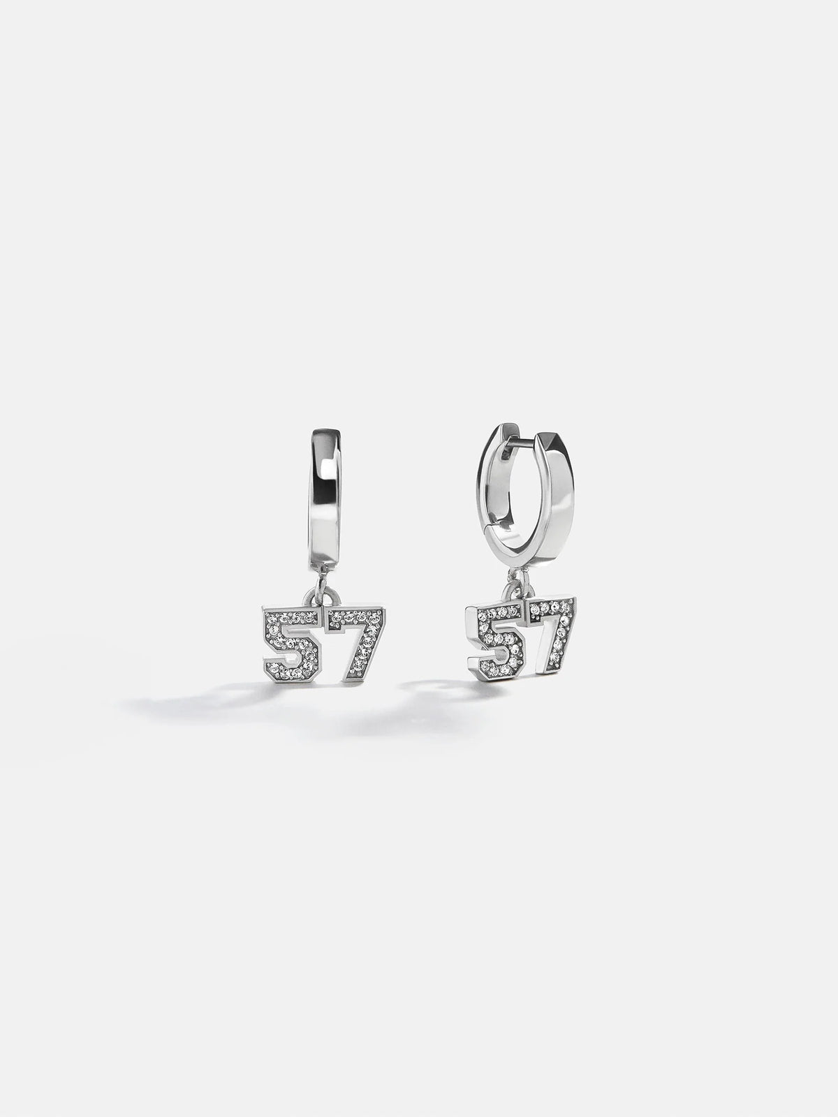Varsity Number Custom Huggie Earrings - Silver Double Digit