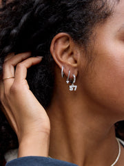 Varsity Number Custom Huggie Earrings - Silver Double Digit