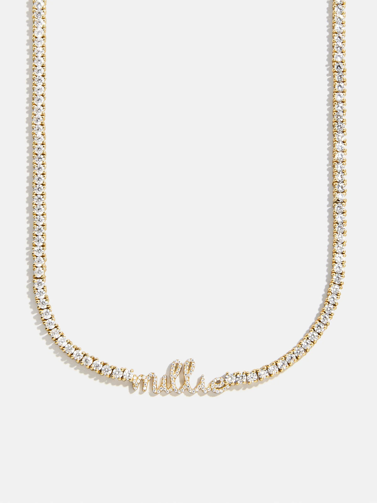 Billie 18K Gold Tennis Custom Nameplate Necklace - Mini Script