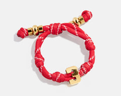 Knotty Varsity Number Custom Bracelet - Cherry Red Single Digit