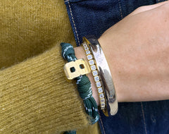 Knotty Varsity Number Custom Bracelet - Dark Green Single Digit