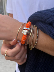 Knotty Varsity Number Custom Bracelet - Tangerine Single Digit