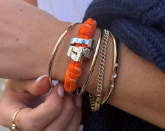 Knotty Varsity Number Custom Bracelet - Tangerine Single Digit