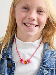 Name Drop Waterproof Kids' Custom Necklace - Pink