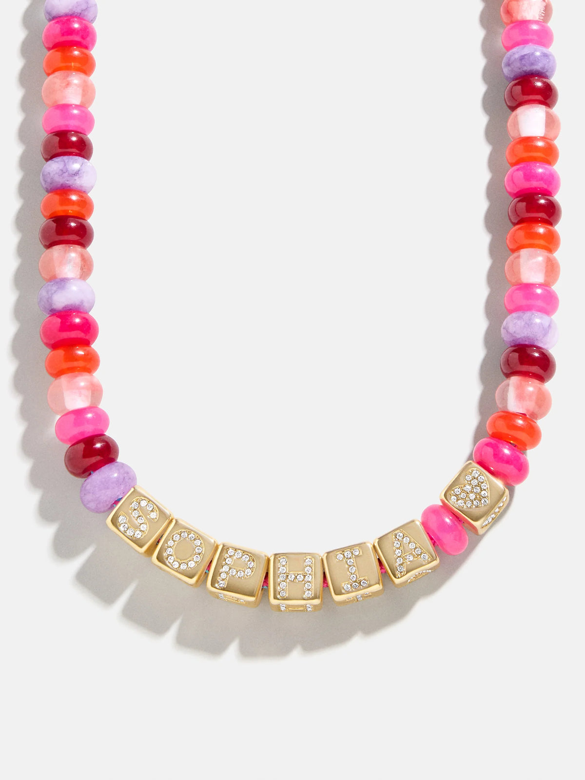 Block Letter Beaded Custom Necklace - Pink Multi