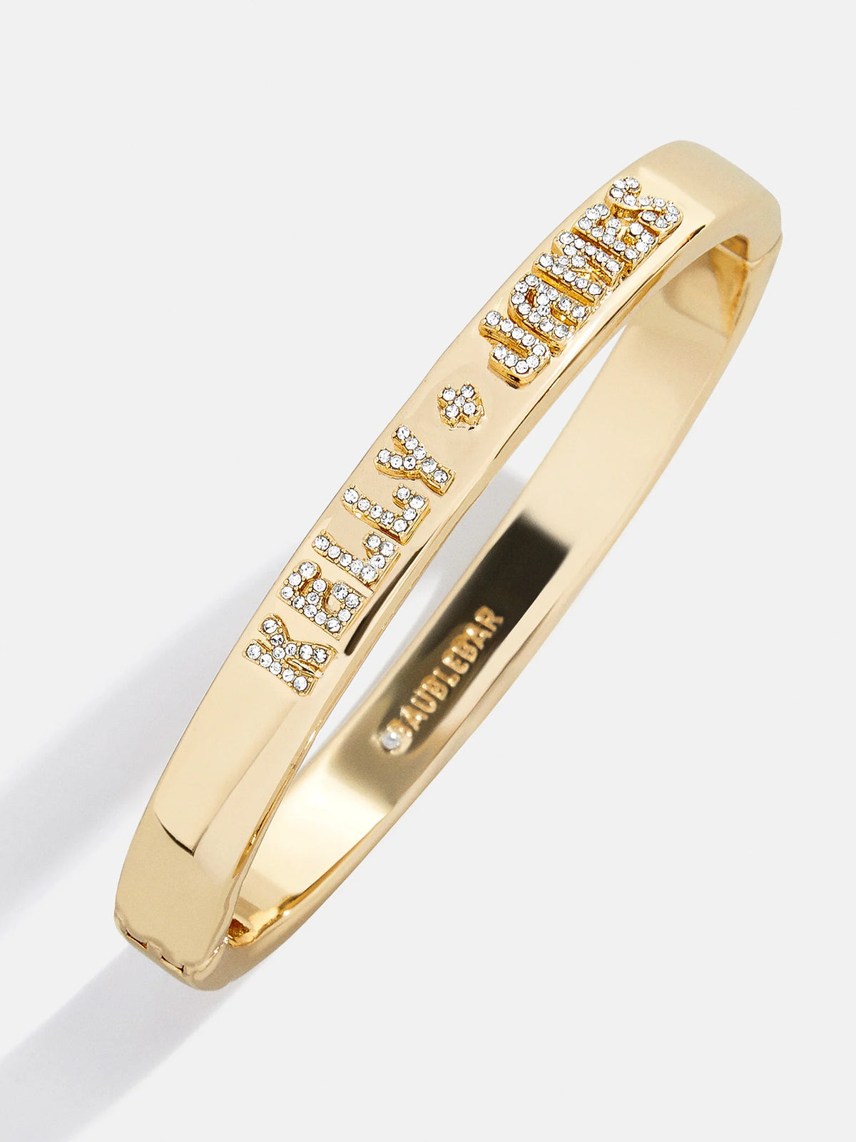 Groovy Letter Custom Hinge Bangle - Gold/Pavé