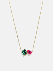 Toi et Moi 18K Gold Custom Birthstone Necklace - Gold
