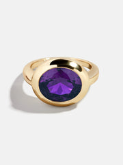 Gold Cubic Zirconia Custom Birthstone Ring - Amethyst