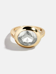 Gold Cubic Zirconia Custom Birthstone Ring - Crystal