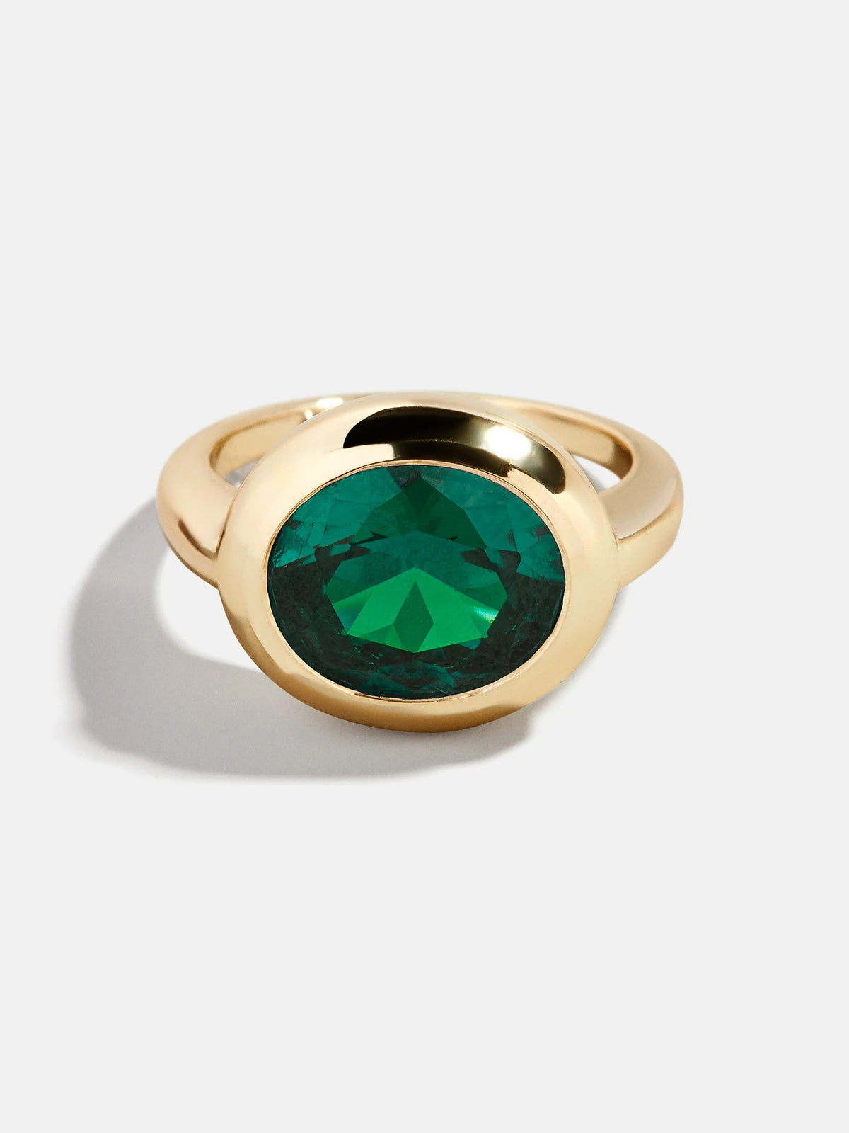Gold Cubic Zirconia Custom Birthstone Ring - Emerald