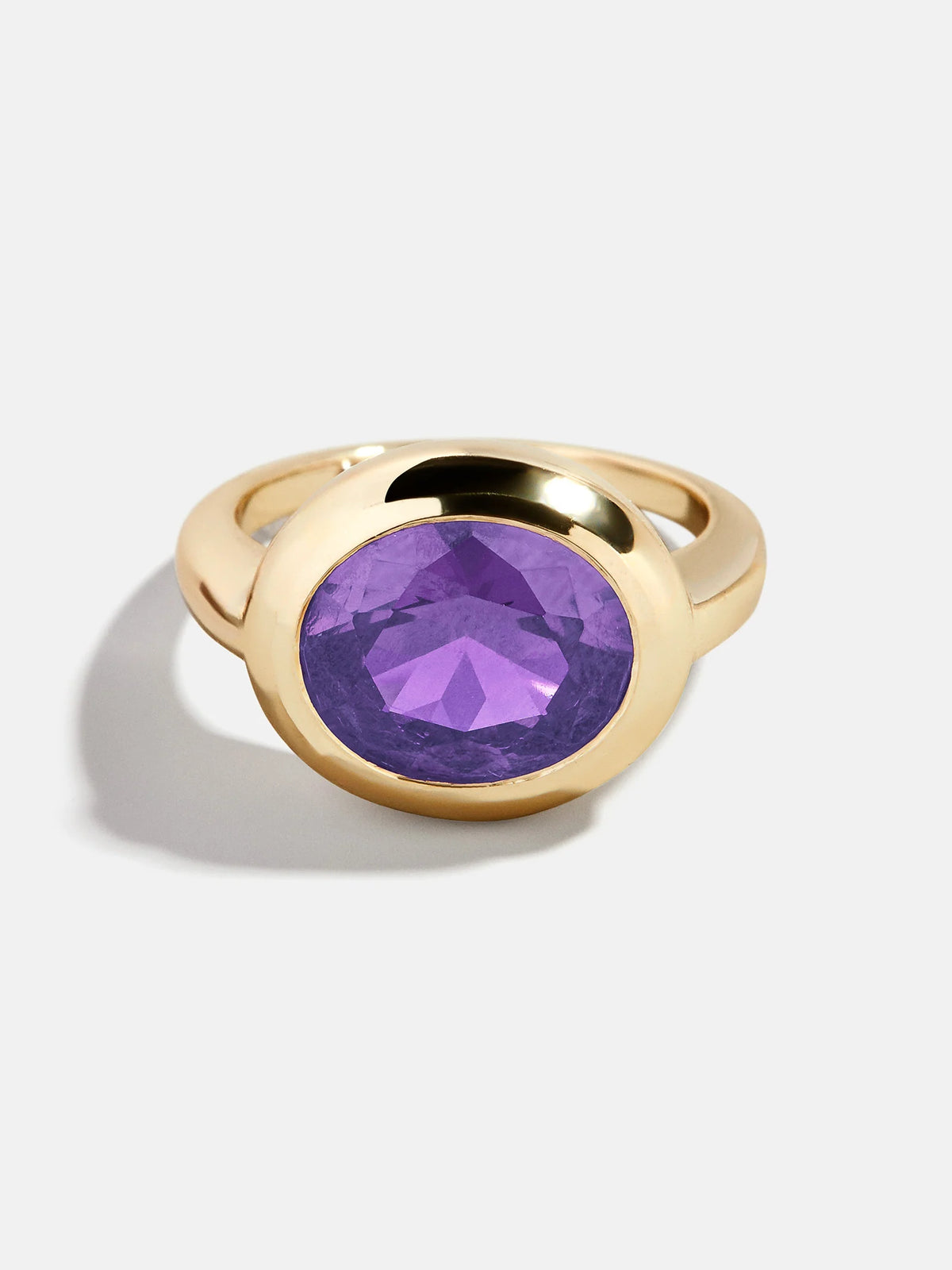 Gold Cubic Zirconia Custom Birthstone Ring - Light Amethyst