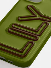 Fine Line Custom iPhone Case - Olive/Brown
