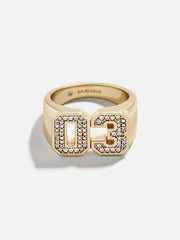 Varsity Number Custom Ring - Gold/Pavé