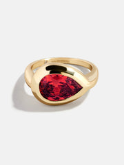 Gold Cubic Zirconia Custom Birthstone Ring - Garnet