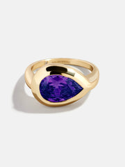 Gold Cubic Zirconia Custom Birthstone Ring - Amethyst