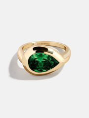 Gold Cubic Zirconia Custom Birthstone Ring - Emerald
