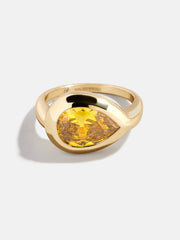 Gold Cubic Zirconia Custom Birthstone Ring - Topaz