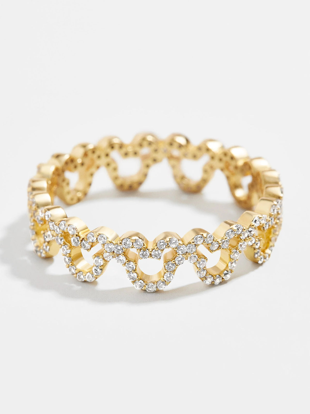 Mickey Mouse Outline 18K Gold Ring - Gold/Pavé