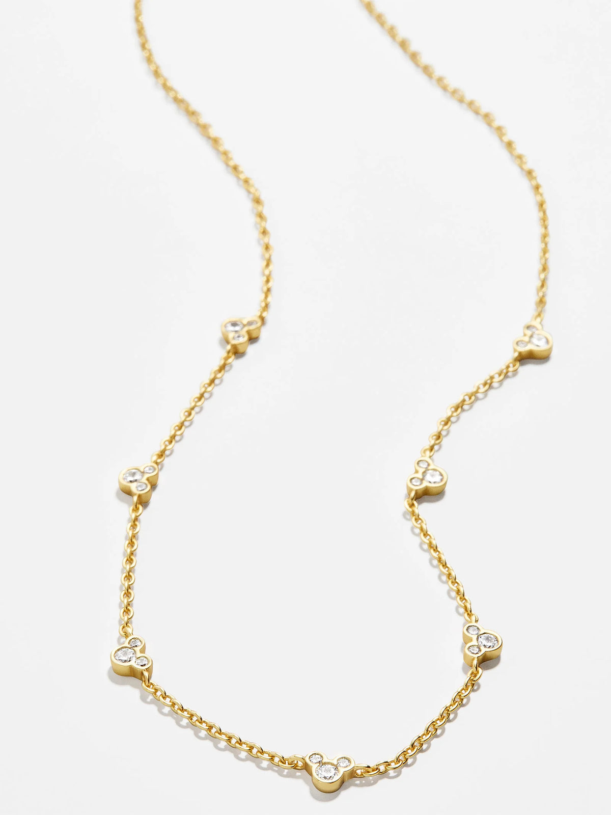 Mickey Mouse Outline 18K Gold Plated Sterling Silver Necklace - Gold/Pavé