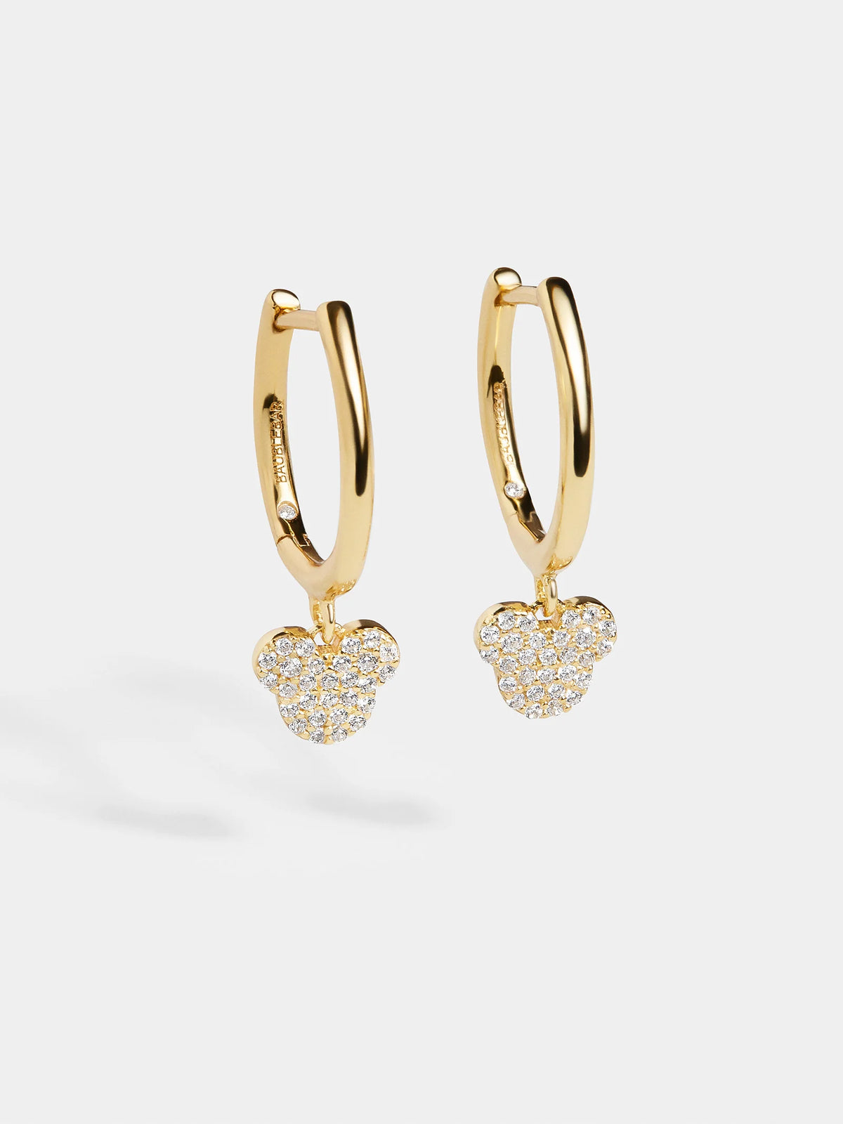 Mickey Mouse Disney 18K Gold Plated Sterling Silver Huggie Charm Earrings - Mickey Mouse