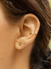 18K Gold Single Initial Earring - Classic Initial