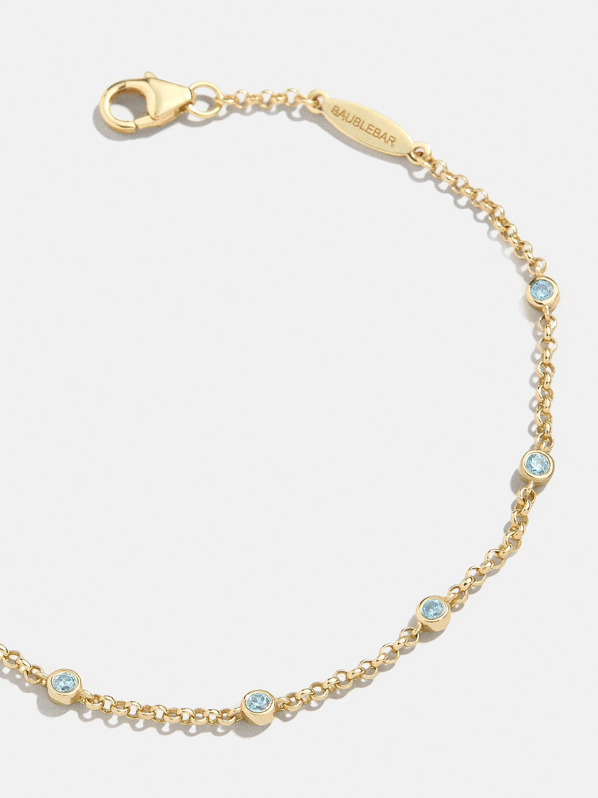 Yasmine 18K Gold Birthstone Bracelet - Aquamarine