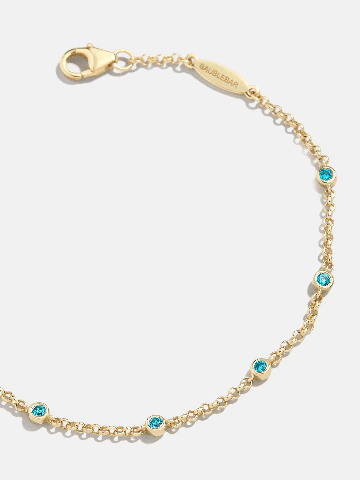 Yasmine 18K Gold Birthstone Bracelet - Blue Zircon