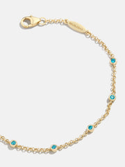 Yasmine 18K Gold Birthstone Bracelet - Blue Zircon